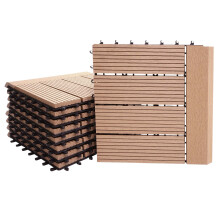 WPC Bodenfliese Sarthe + Abschluss, Holzoptik Balkon/Terrasse, 11x je 30x30cm = 1qm Premium