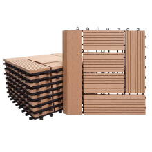 WPC Bodenfliese Sarthe + Abschluss, Holzoptik Balkon/Terrasse, 11x je 30x30cm = 1qm Premium
