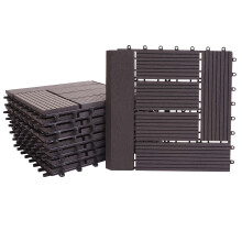 WPC Bodenfliese Sarthe + Abschluss, Holzoptik Balkon/Terrasse, 11x je 30x30cm = 1qm Premium