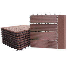 WPC Bodenfliese Sarthe + Abschluss, Holzoptik Balkon/Terrasse, 11x je 30x30cm = 1qm Premium