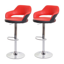 2er-Set Barhocker MCW-F16, Barstuhl Tresenhocker Drehhocker, mit Lehne Kunstleder
