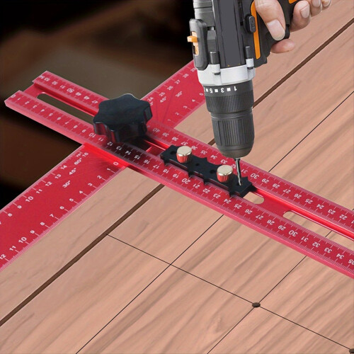 Adjustable 2-In-1 Drilling Positioning Ruler,Alumi 2