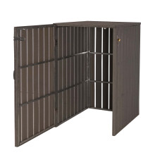 XL 1er-/2er-WPC-Mülltonnenverkleidung MCW-J28, Mülltonnenbox, Metall Holzoptik, erweiterbar