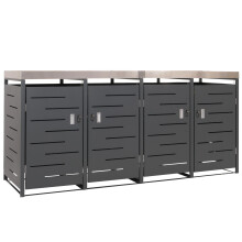 4er-Mülltonnenverkleidung MCW-H40, Mülltonnenbox, Pflanzkasten Edelstahl-Metall-Kombi 92kg 125x264x84cm erweiterbar