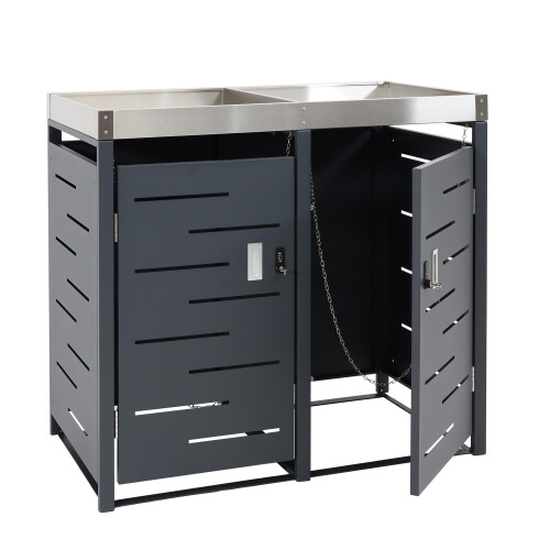 Cache-poubelle pour 2 poubelles MCW-H40b