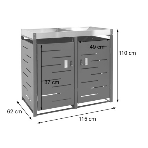 Cache-poubelle pour 2 poubelles MCW-H40b 1