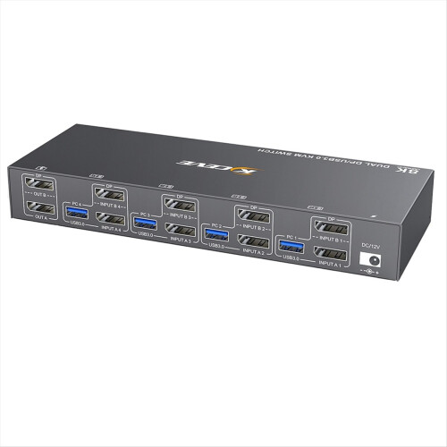 KVM Switch 4 Computer 2 Monitors Displayport USB