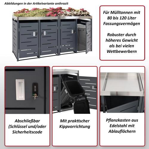 Cache-poubelle pour 4 poubelles MCW-H40b 1
