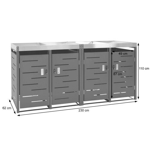 Cache-poubelle pour 4 poubelles MCW-H40b 2