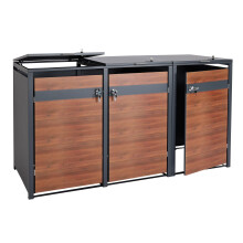 Set 3x copribidoni box spazzatura rifiuti MCW-J82 80x200x117cm acciaio inox antracite