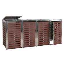 4er Mülltonnenverkleidung MCW-K14, Mülltonnenbox, 120x264x85cm WPC Edelstahl 128kg