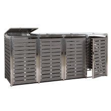 4er Mülltonnenverkleidung MCW-K14, Mülltonnenbox, 120x264x85cm WPC Edelstahl 128kg