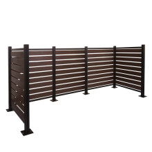 Recinzione fendivista bidoni box spazzatura rifiuti MCW-K57 alluminio aspetto legno 130x300x110cm ~ marrone