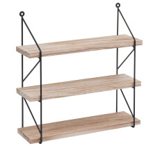 Wandregal MCW-K78, Hängeregal Schweberegal Regal, 3 Regalböden Metall Massiv-Holz Industrial 40x40x13cm