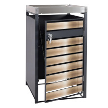 Copribidone box spazzatura rifiuti con fioriera MCW-J81 80x68x125cm acciaio antracite ~ gold
