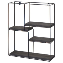 Scaffale mensola portaoggetti pensile 4 ripiani MCW-K76 rettangolare 51x40x11cm ferro verniciato legno ~ grigio scuro