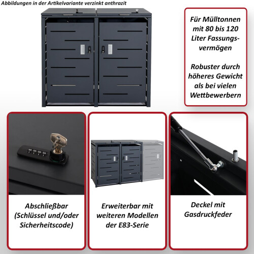 Cache-poubelle pour 2 poubelles MCW-E83 (2er) 1