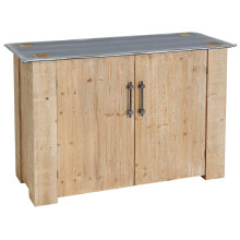 Sideboard MCW-L76, Kommode Schrank, Industrial Massiv-Holz MVG-zertifiziert 80x120x48cm, natur mit Metall-Optik