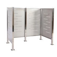 Recinzione fendivista bidoni box spazzatura rifiuti MCW-J55 150x165x85cm ~ acciaio inox