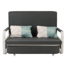 Divano letto MCW-M83, sofà, funzione letto box superficie sdraiata, 130x185cm ~ stoffa/tessuto grigio scuro