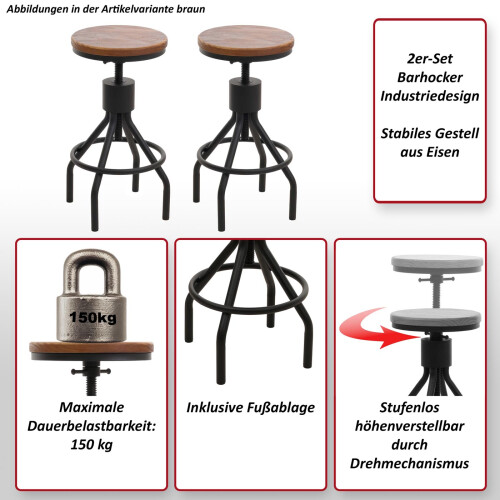Tabouret de bar MCW-N17 (lot de 2) 1