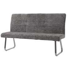 Banc MCW-G55, Banc de salle à manger, inox brossé Tissu/Textile Chenille Öko-Tex, 180cm ~ gris foncé