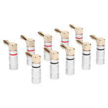 24K Copper Gold Plated Banana Plugs Set 10 Pcs Fits 4mm Speaker Cable