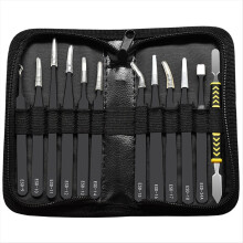 Anti-Static 12Pcs/Set Curved Straight Tweezers ESD