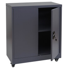 Armadio documenti MCW-O50, armadietto ufficio acciaio ruote, 2 ante serratura, acciaio 98x80x40cm ~ grigio scuro