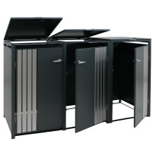 3er-Mülltonnenverkleidung MCW-O67, Mülltonnenbox mit Deckel, Metall 122x200x84cm 83kg
