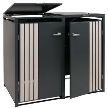 2er-Mülltonnenverkleidung MCW-O67, Mülltonnenbox mit Deckel, Metall 122x132x84cm 53kg