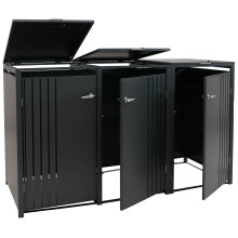 3er-Mülltonnenverkleidung MCW-O67, Mülltonnenbox mit Deckel, Metall 122x200x84cm 83kg
