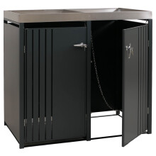 2er-Mülltonnenverkleidung MCW-O67, Mülltonnenbox mit Pflanzkasten, Metall 125x132x84cm 55kg