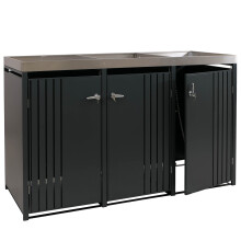 3er-Mülltonnenverkleidung MCW-O67, Mülltonnenbox mit Pflanzkasten, Metall 125x196x84cm 75kg