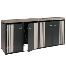4er-Mülltonnenverkleidung MCW-O67, Mülltonnenbox mit Pflanzkasten, Metall 125x260x84cm 95kg