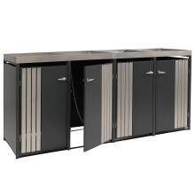 4er-Mülltonnenverkleidung MCW-O67, Mülltonnenbox mit Pflanzkasten, Metall 125x260x84cm 95kg