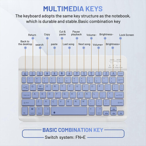 10 Inch Bluetooth Keyboard Rechargeable Ultra-Slim 1