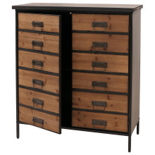 Comò da farmacia MCW-O79, armadio alto con scomparti, credenza look vintage shabby 94x80x35 cm, naturale