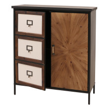 Comò da farmacia MCW-O79, armadio alto con scomparti, credenza look vintage shabby 94x80x35 cm, naturale chiaro