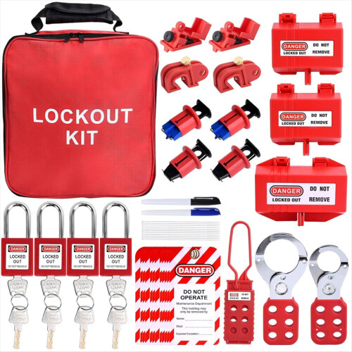 56 Pcs Lockout Tagout Kit Safety Electrical with C