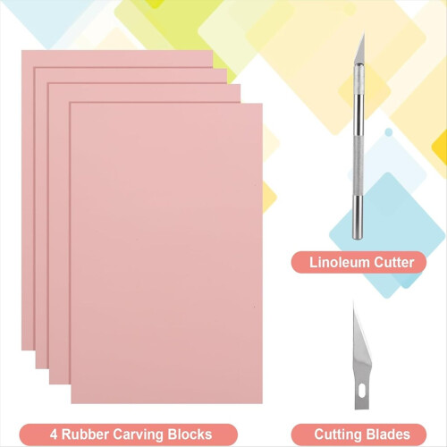 4 Pieces Rubber Carving Blocks, 8 X 12 Linoleum Bl 1