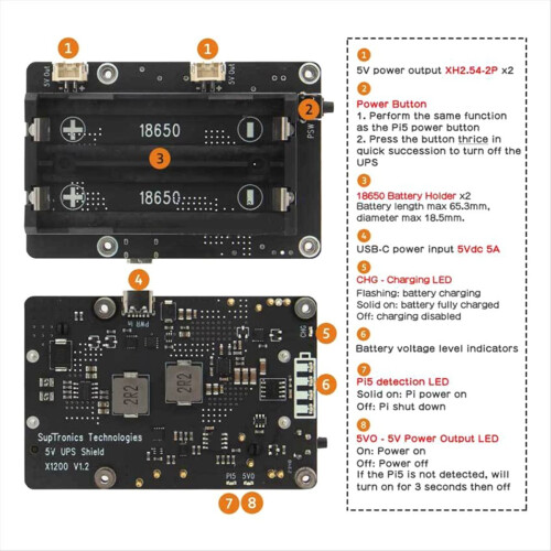 X1200 for 5 UPS Board Power Management Expansion 1 2
