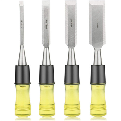 4pcs Wood Chisel Set for Woodworking, -V Steel Bev