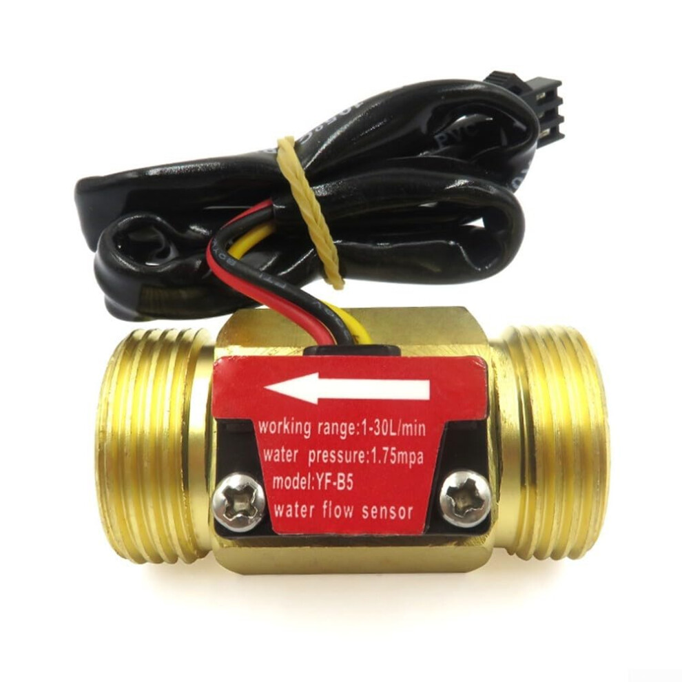 G3/4 Copper Water Flow Sensor Meter 130L/Min Hall Effect Precise Measurement Vertical Install 9199774009645