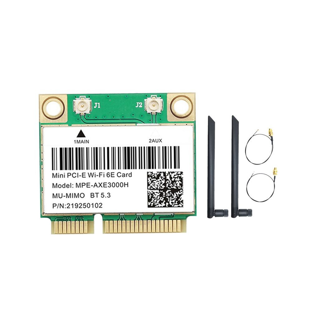 Mpe-Axe3000h Wifi Card+Dual Antenna Wifi 6E 2400Mbps Pci-E For Bt 5.3 802.11Ax 2.4G/5G/6Ghz Wlan Network Card 6032033476112