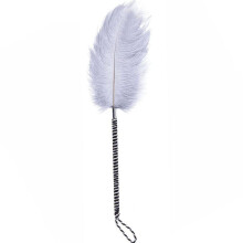 Soft Ostrich Feather Tickler Whip with Long Handle White Grey for Couples Play