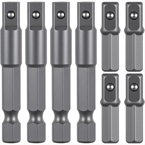 8 Pieces 1/4 Hex to Square Socket Adapter, Drill A 1