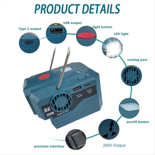 AC 220V Inverter Generator Power LED Camping Adapt 1
