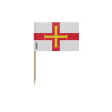 Palillos Drapeau de Guernesey - 12 cm - 100 piezas - Plástico adhesivo - Palo de bambú - Pixelforma
