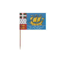 Palillos de Dientes Bandera de Saint-Pierre-et-Miquelon - 12 cm - 100 piezas - Plástico adhesivo - Palo de bambú - Pixelforma